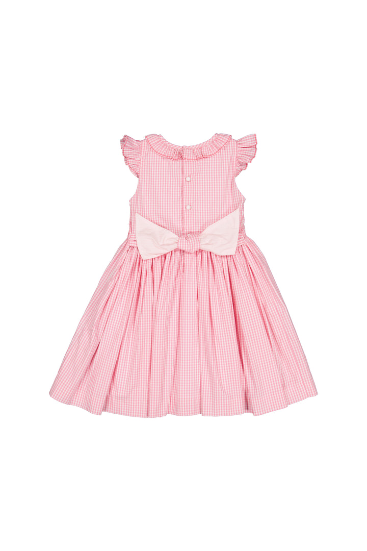 Tulip Frilled Cap Sleeve Smocked Dress - Pink Gingham