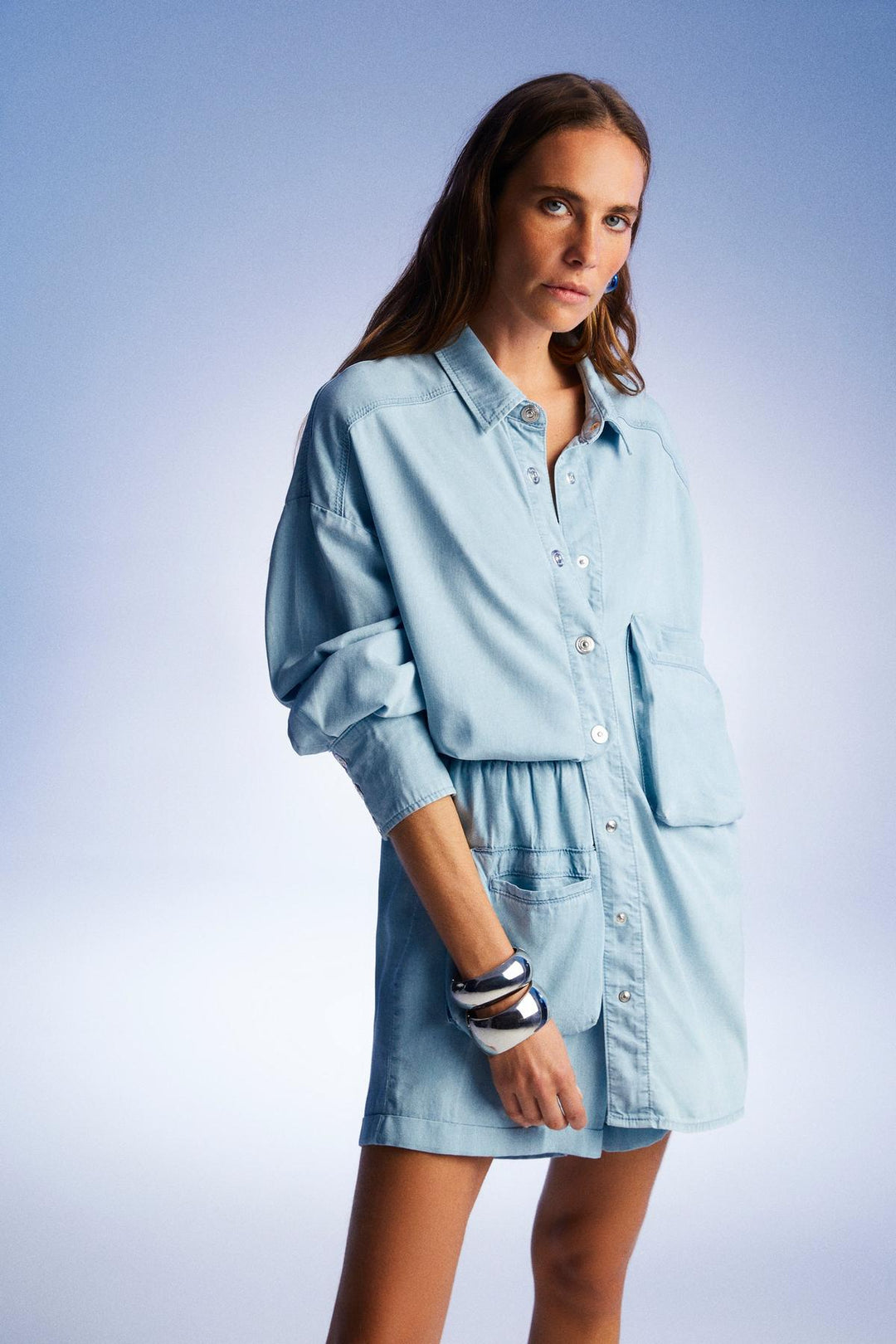 Cargo Pocket Mini Shorts - Light Blue