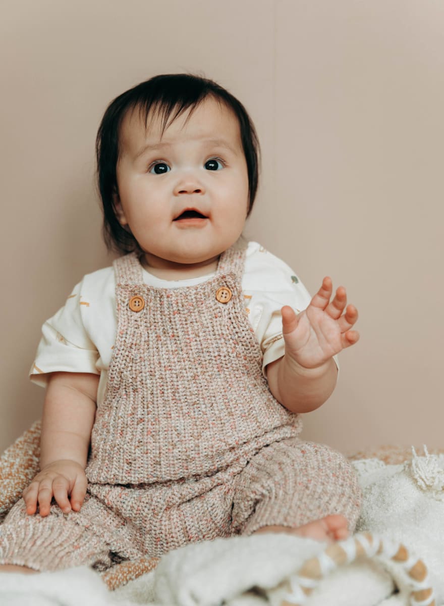 Knit Overalls - Soft Rose Marble