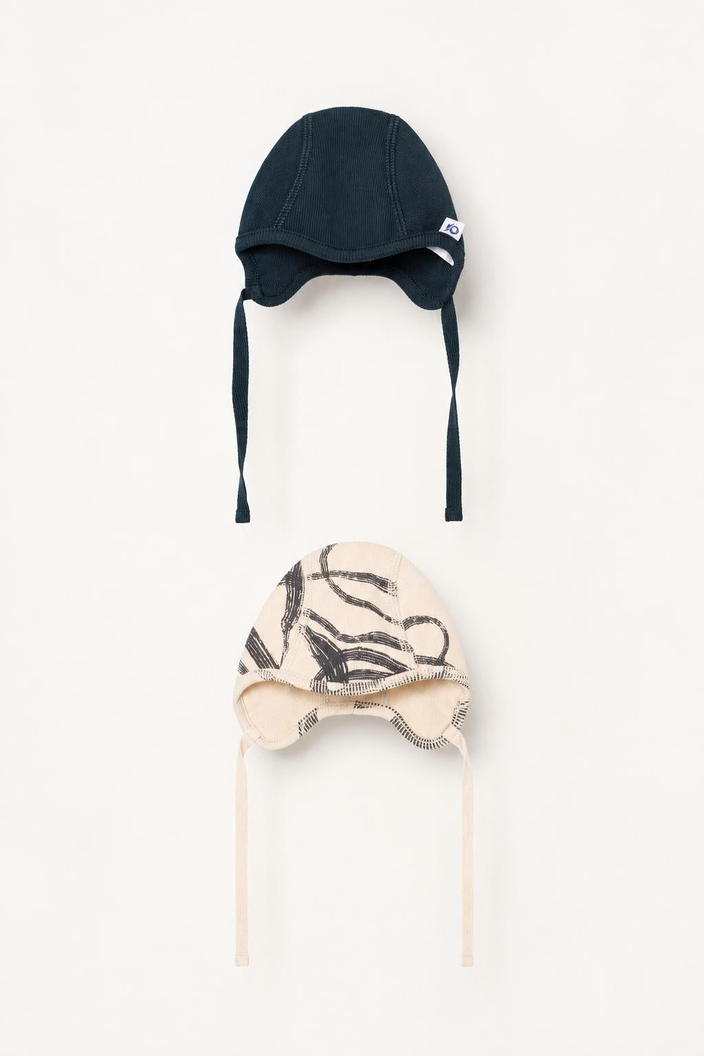 granelito Organic Ribbed Helmet Cap 2-Pack - Navy + Wind