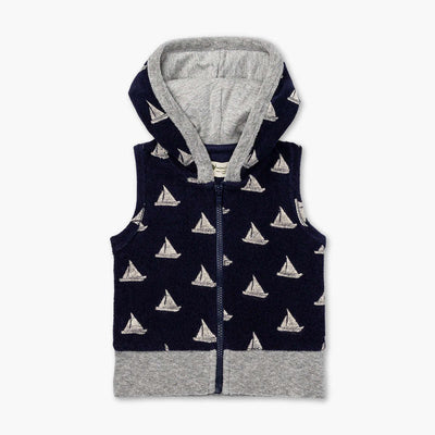 Terry Sweatsuit Top - Come Sail Away on Navy