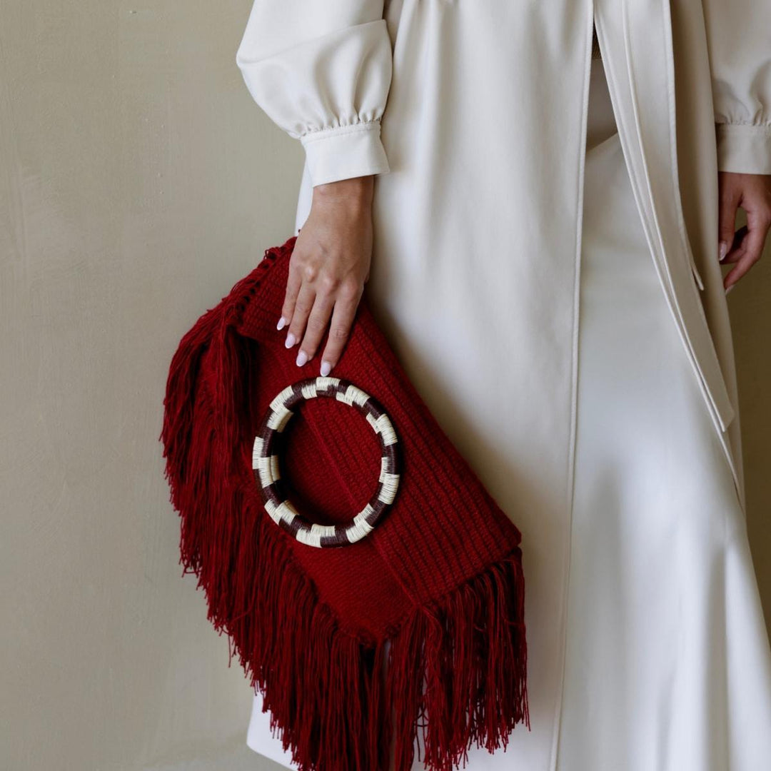 Fringe Werregue Bag - Burgundy
