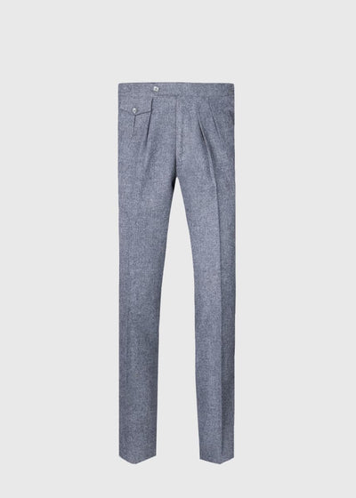 Shetland Wool French Pleat Trouser - Light Grey