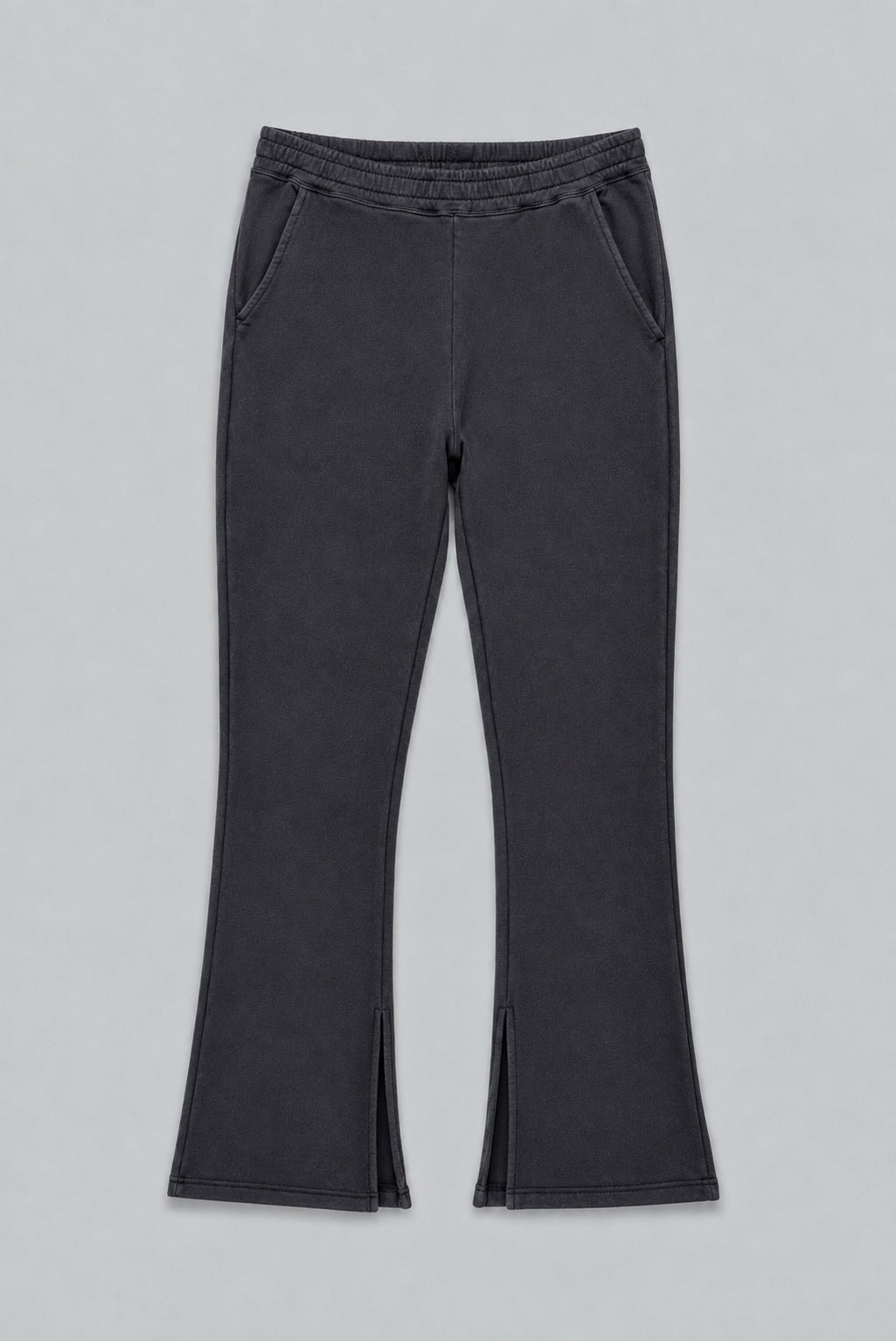 Wide Leg Sweatpants With Slits - Black