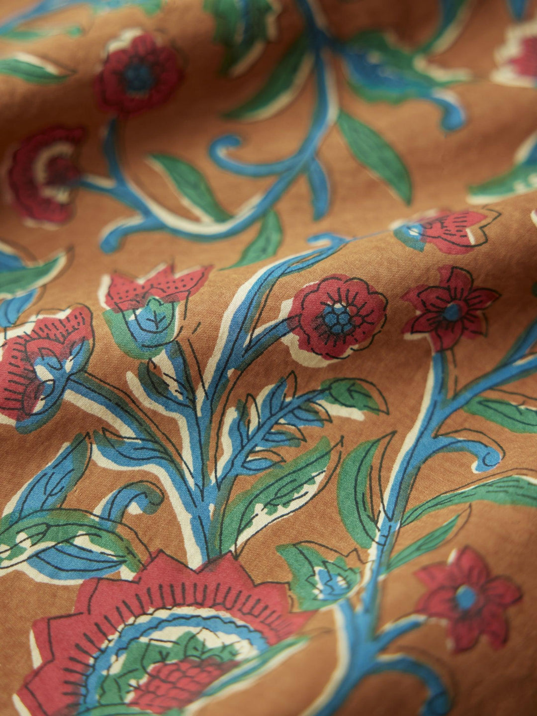 Patsy Fluted Pencil Skirt - Tawny/Multicolor Floral print