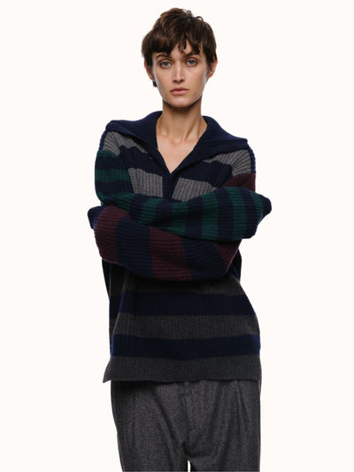 Parker Button Front Sweater - Navy