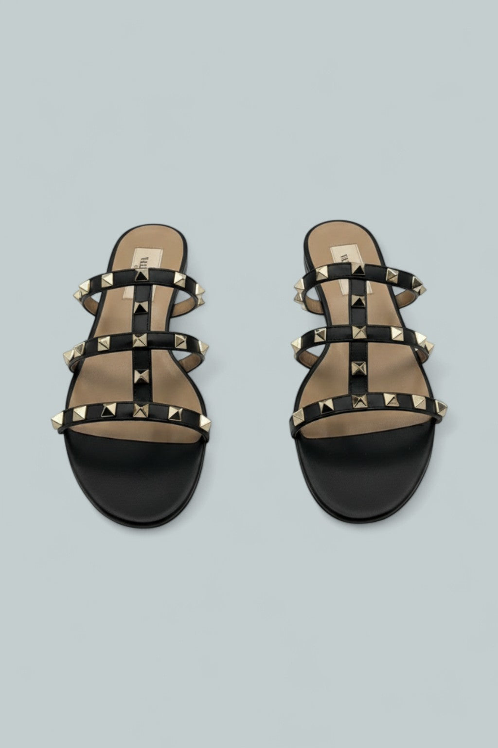 Women's Rockstud Slide Sandals - Black/Gold