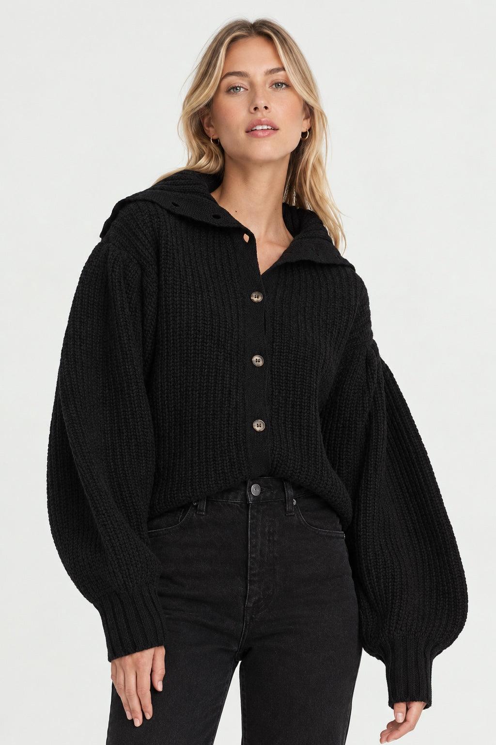 Asymmetrical Cardigan - Black