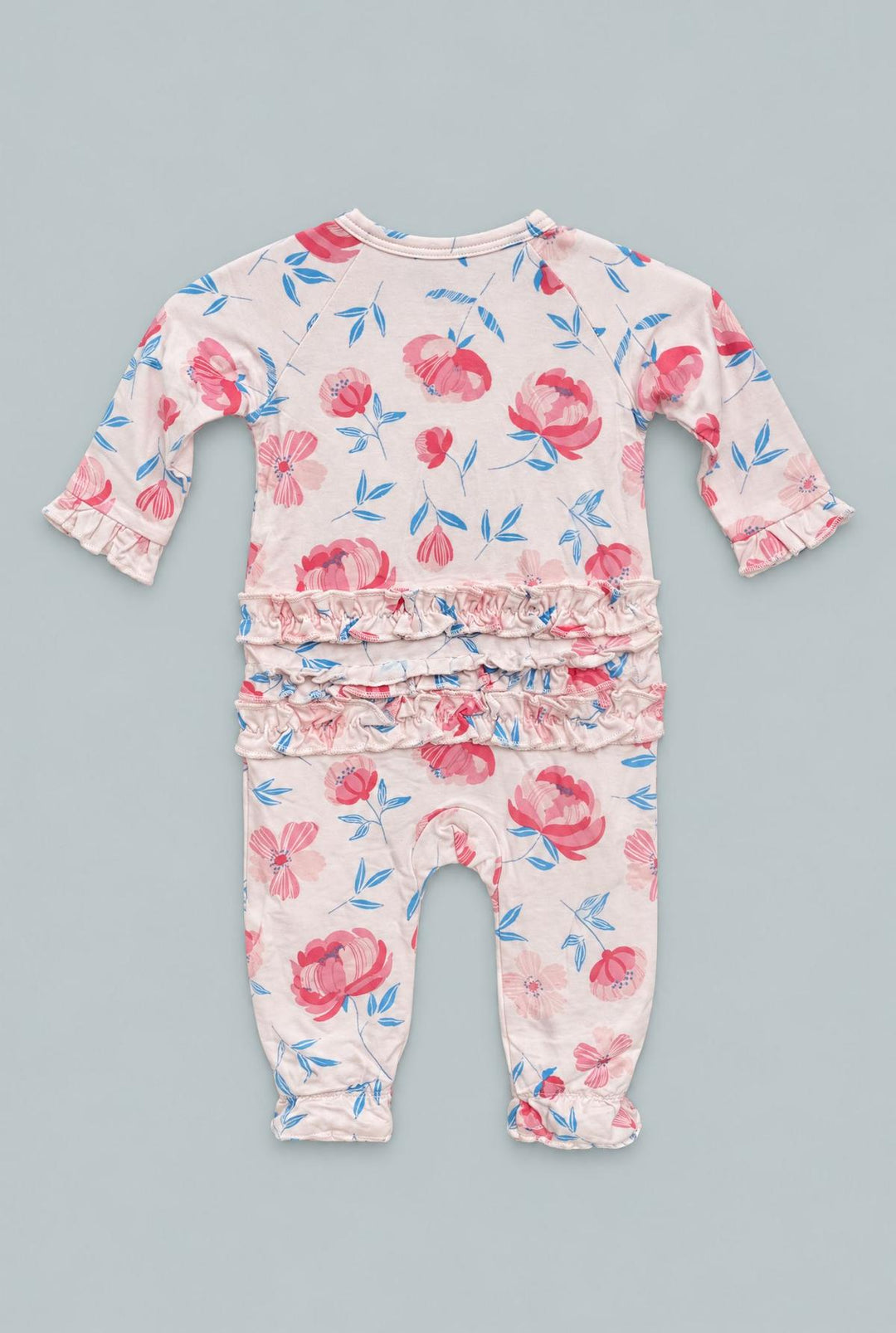 Ruffle Footie - Peony Pink