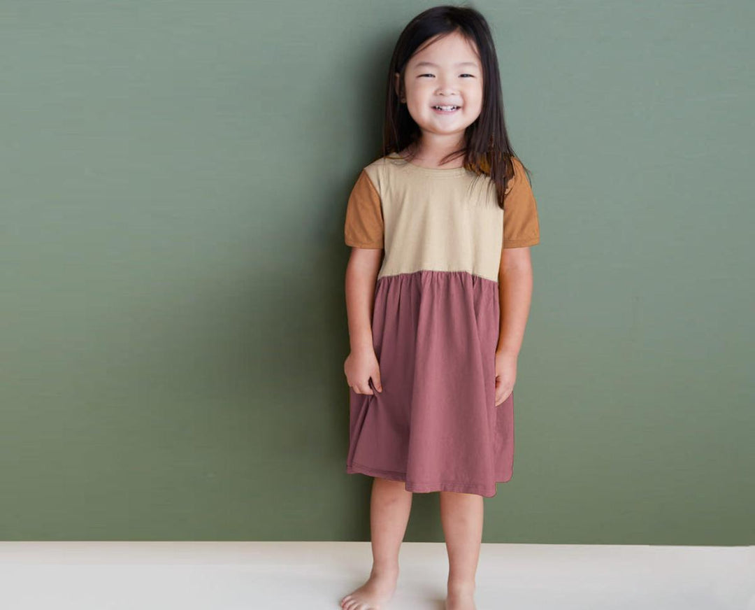 Two-Tone Organic Cotton Jersey Dress - River