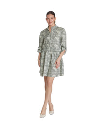 Cammie Ruffle Shirt Dress - Jungle Toile