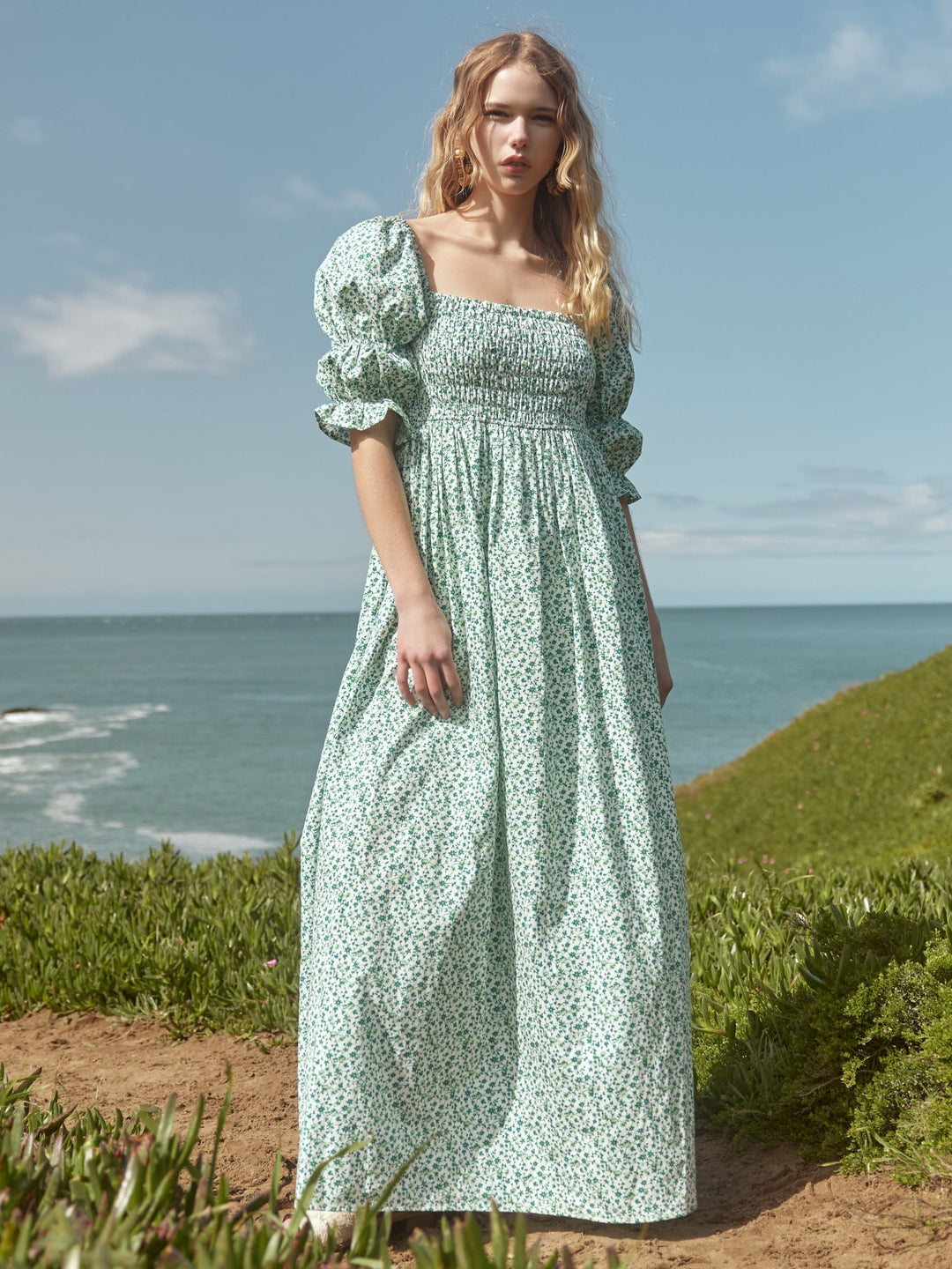 Audra Dress - Ivory/Grassy Knoll Ditsy Floral