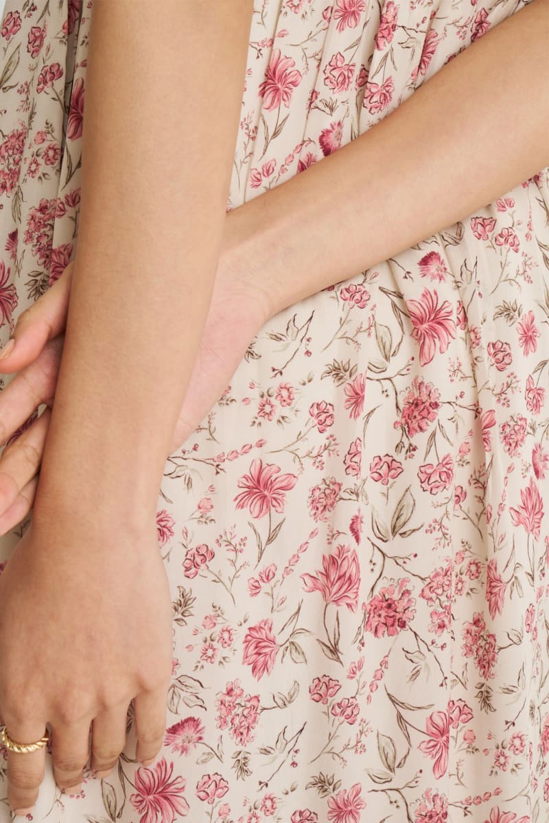 Strappy Gathered Midi Dress - Petal Fusion