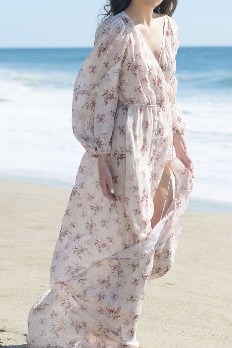 Elena Ramie Wrap Dress - Floral
