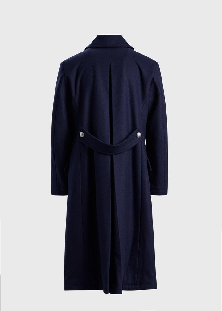 Double Breasted Wool Overcoat - Navy