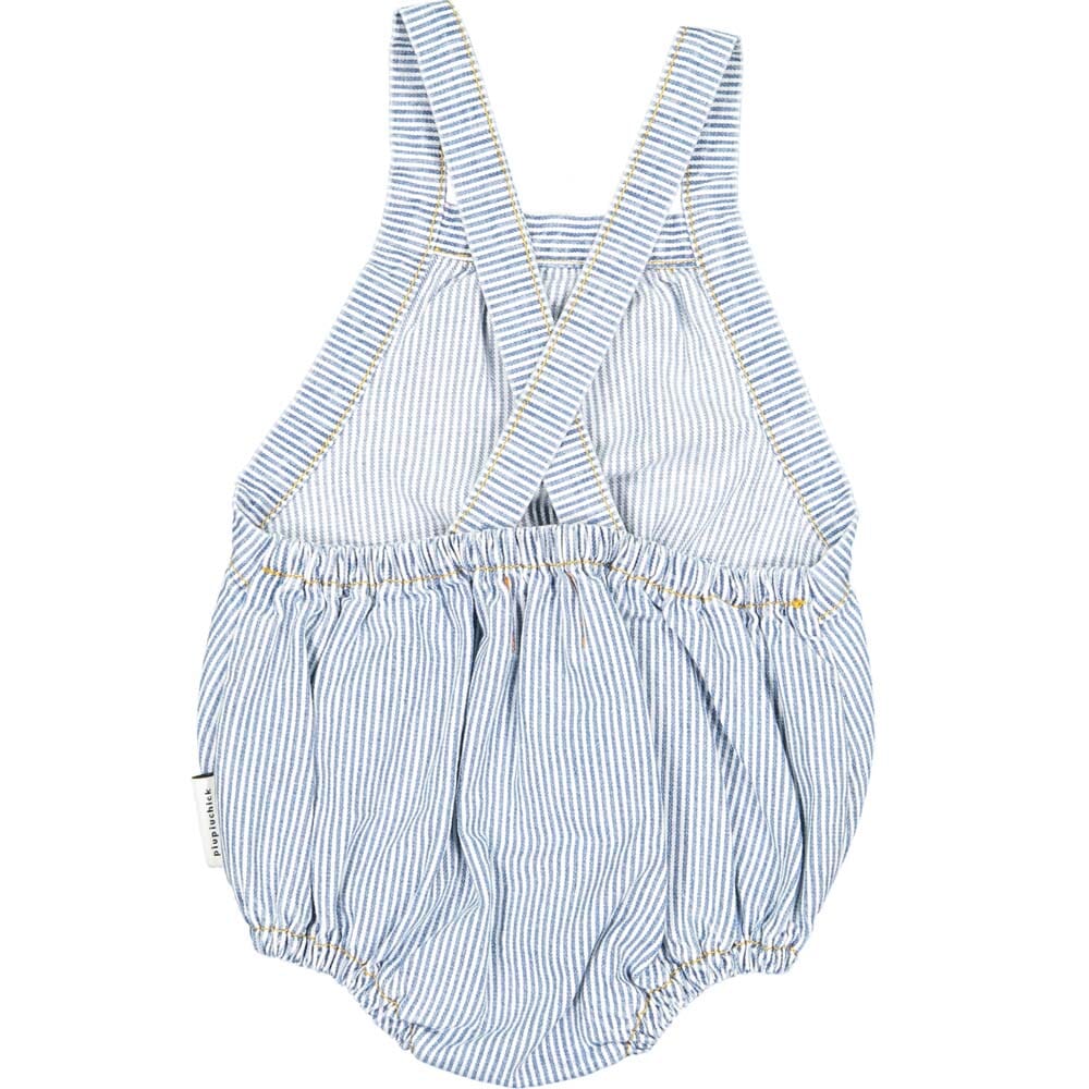 Baby Romper - Washed Little Stripes Denim