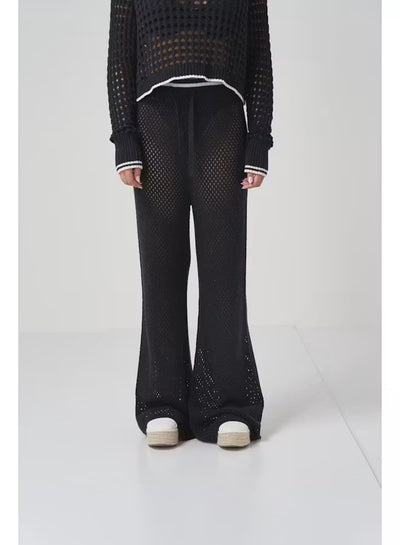 Open Stitch Trouser - Black