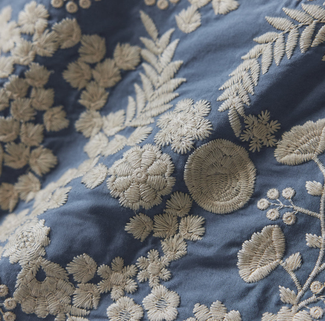 Avery Embroidered Blazer - Regency Blue & Cream Floral Embroidery