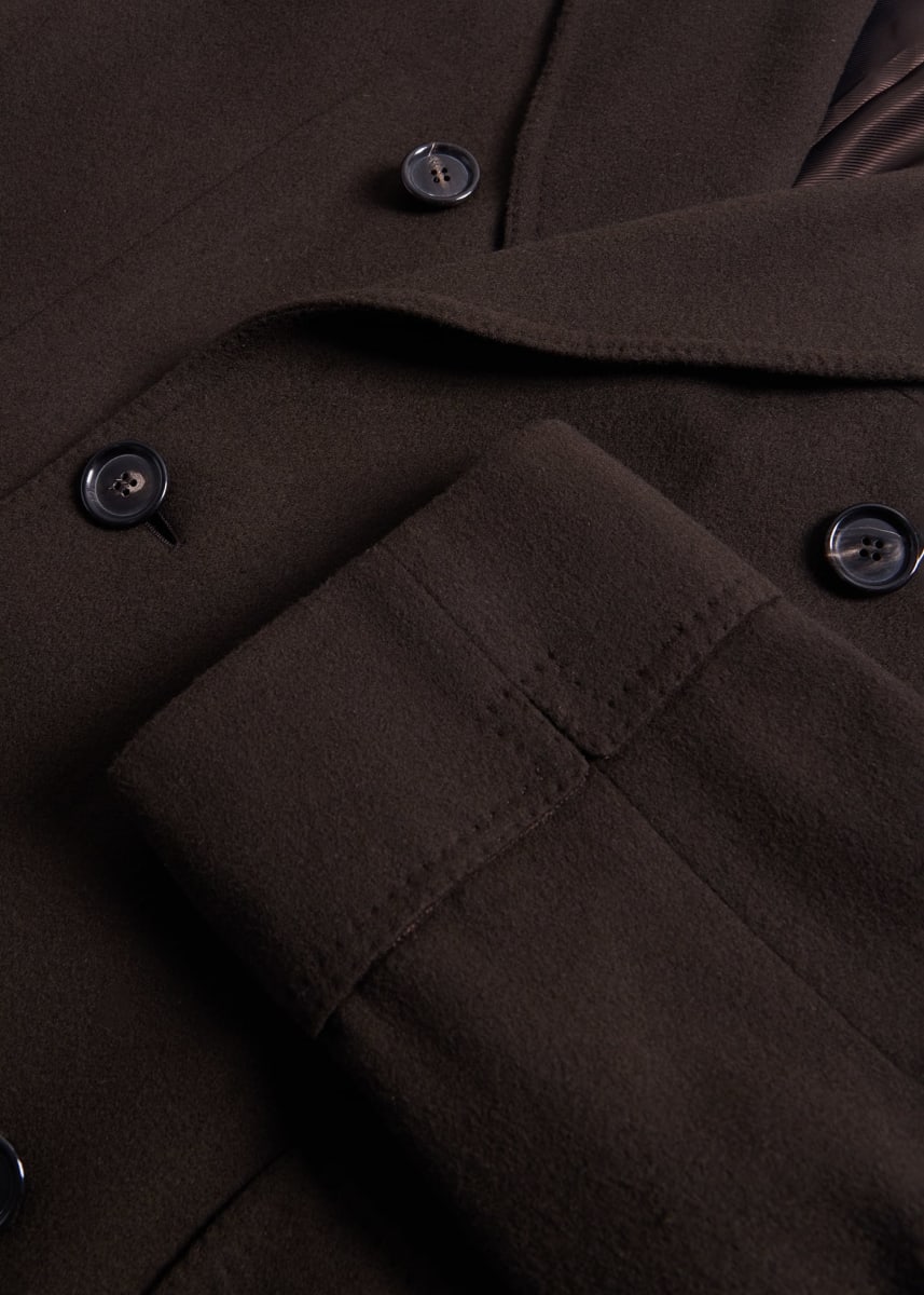 Wool & Cashmere Double Breasted Coat - Brown