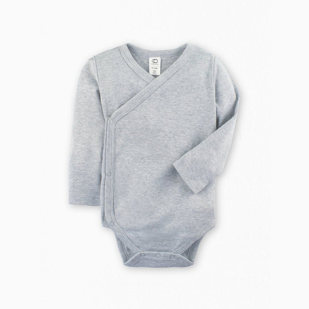 Classic Kimono Bodysuit - Long Sleeve - Heather Gray Bodysuits + Onesies Colored Organics 