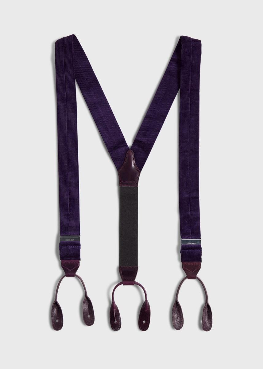 Wide Wale Corduroy Suspenders - Purple
