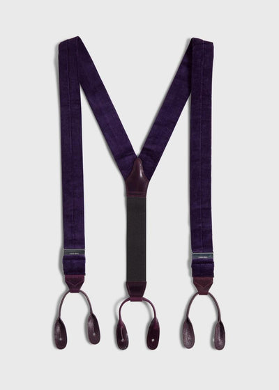 Wide Wale Corduroy Suspenders - Purple