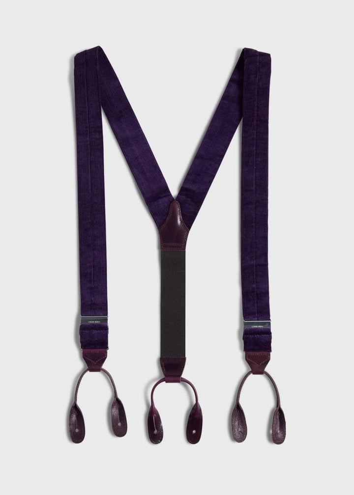 Wide Wale Corduroy Suspenders - Purple