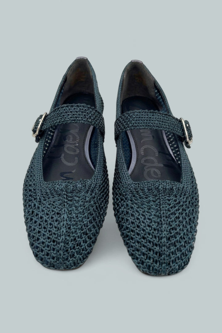 Michaela Knit Flats - Metallic Navy