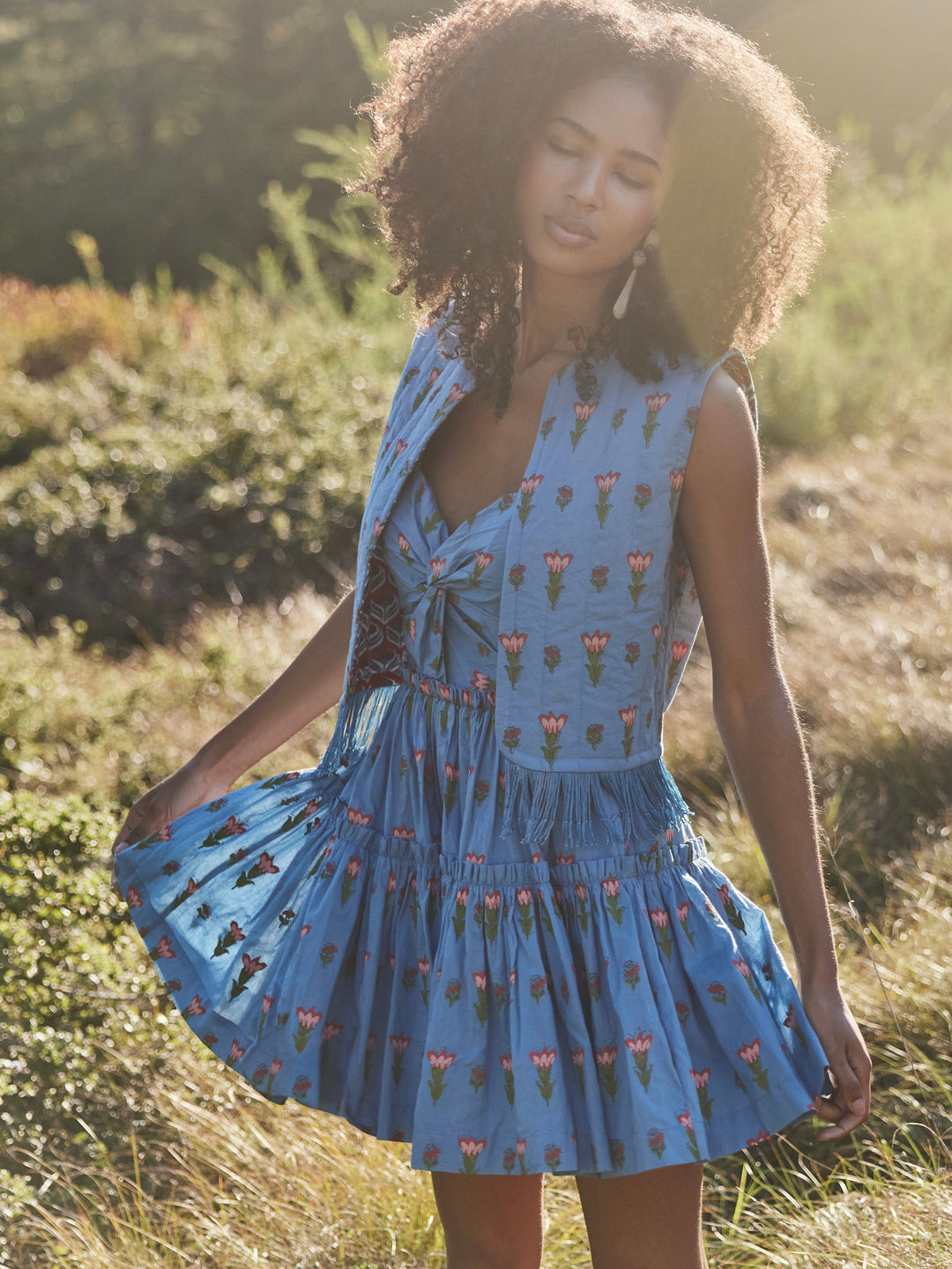 Kelsey Mini Dress - French Blue/Punch Blossom Floral