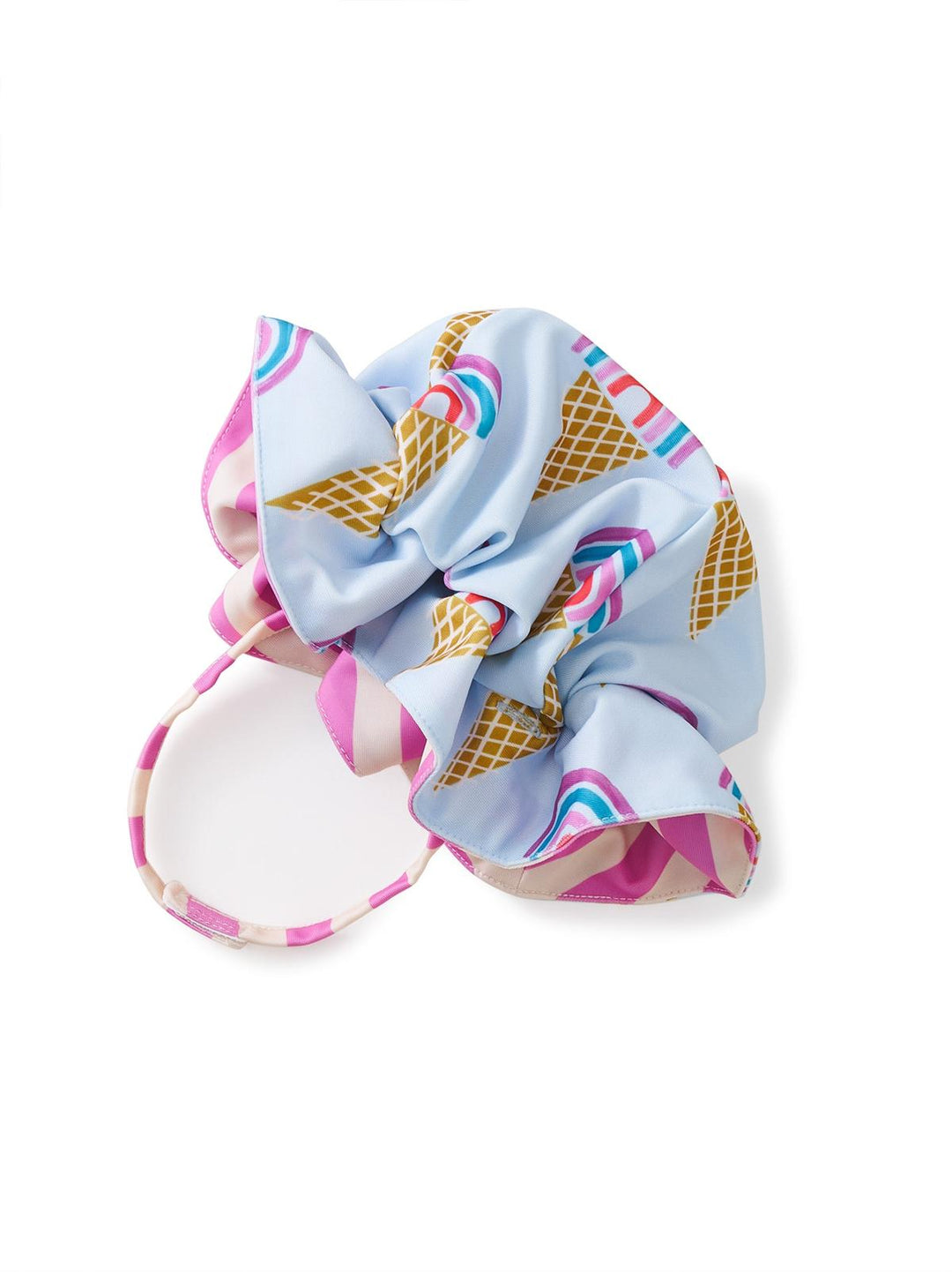Reversible Ruffle Baby Sun Hat - Rainbow Cones In Blue