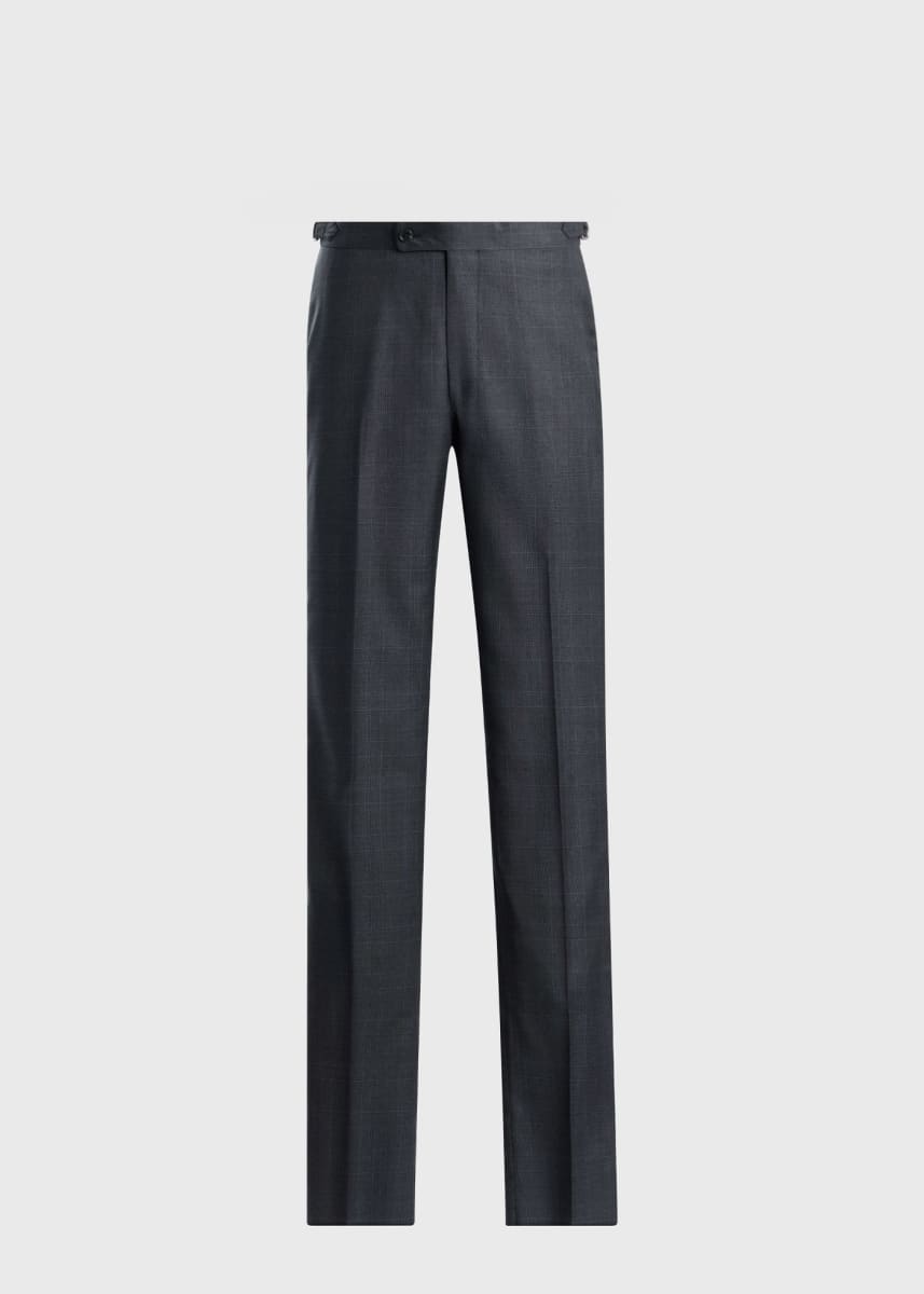 Tonal Plaid Super 130s Wool Suit - Mid Grey - Suit
