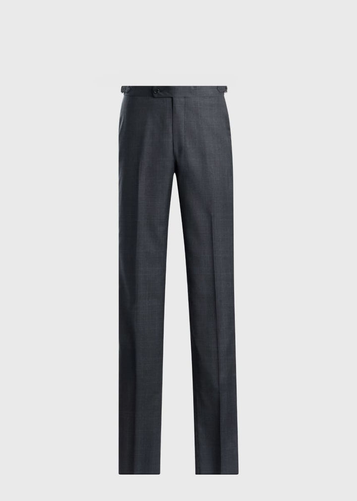 Tonal Plaid Super 130s Wool Suit - Mid Grey - Suit