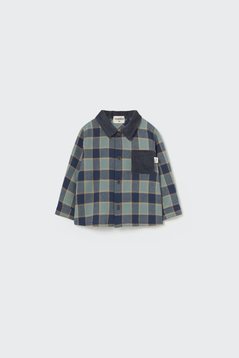 Check Flannel Baby Shirt Artic Blue