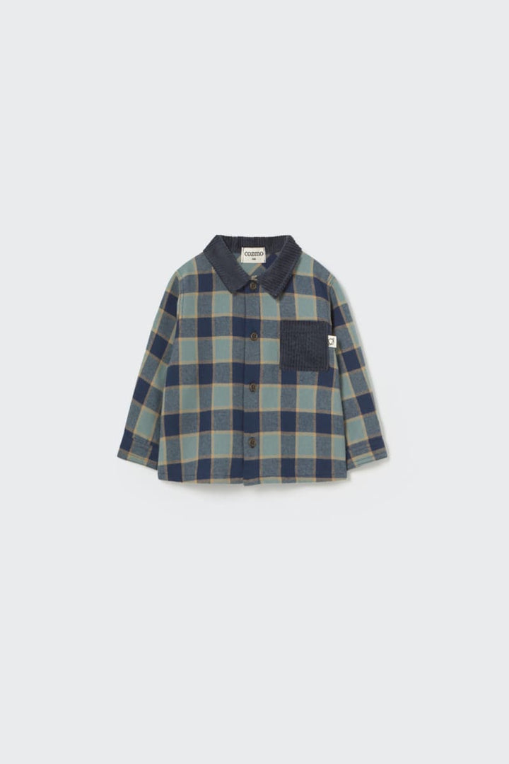 Check Flannel Baby Shirt Artic Blue