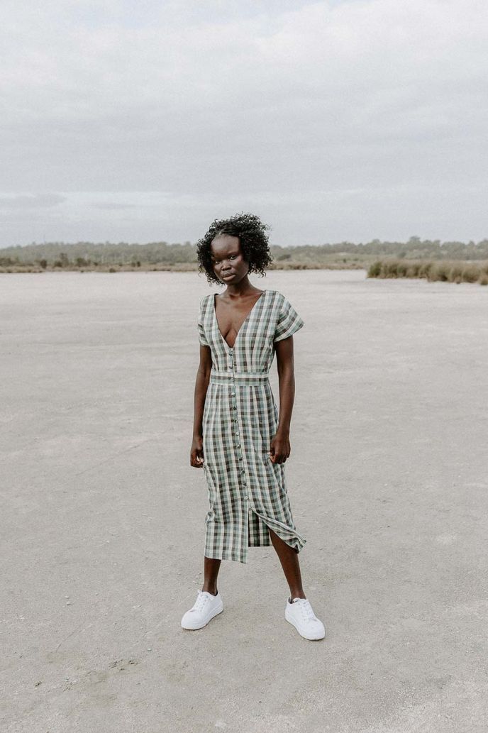 Moira Dress - Pine Gingham