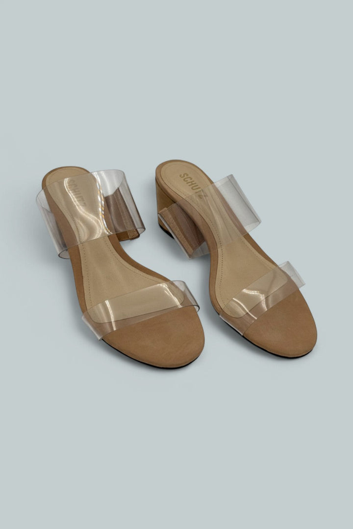 Victorie Clear Strap Block Heel Sandals - Transparent