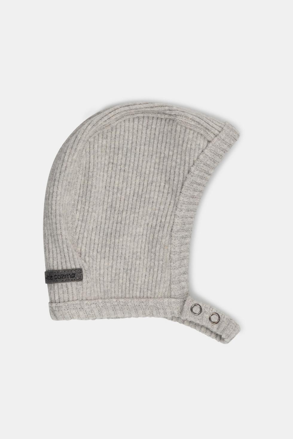 Organic rib baby bonnet - Light grey