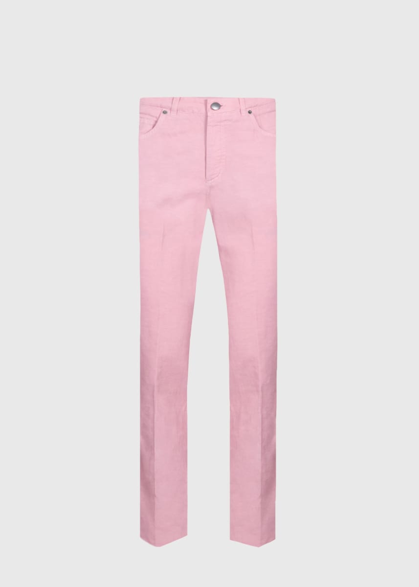 Linen Five Pocket Pant - Light Pink