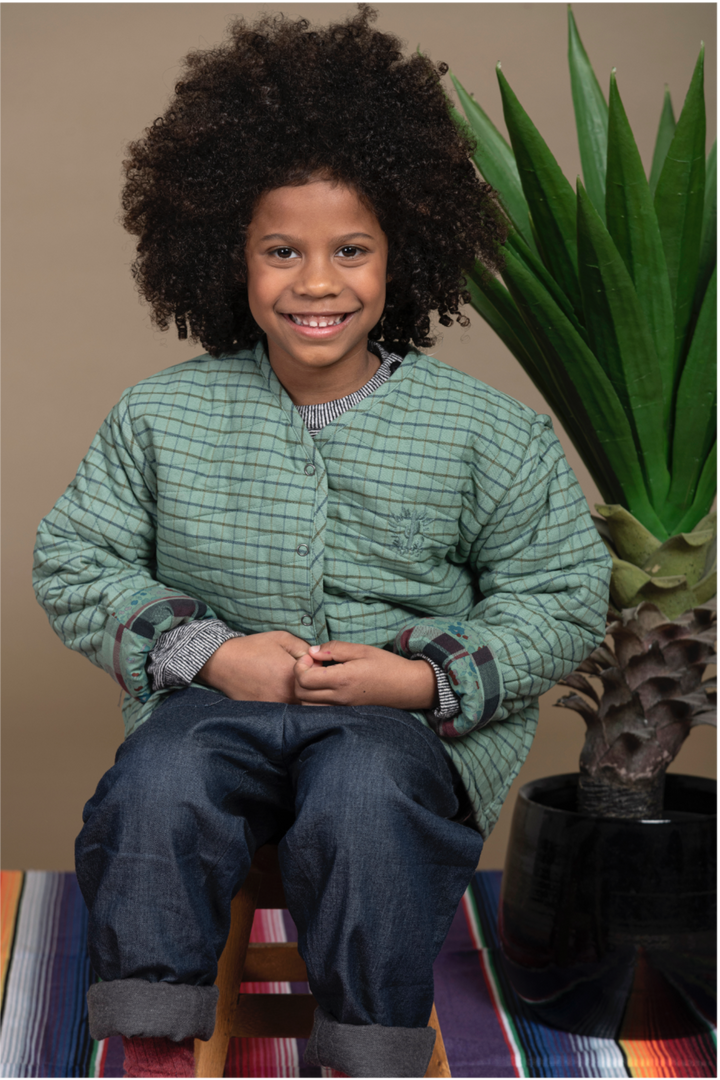 Reversible Kids Jacket - Celadon Patchwork