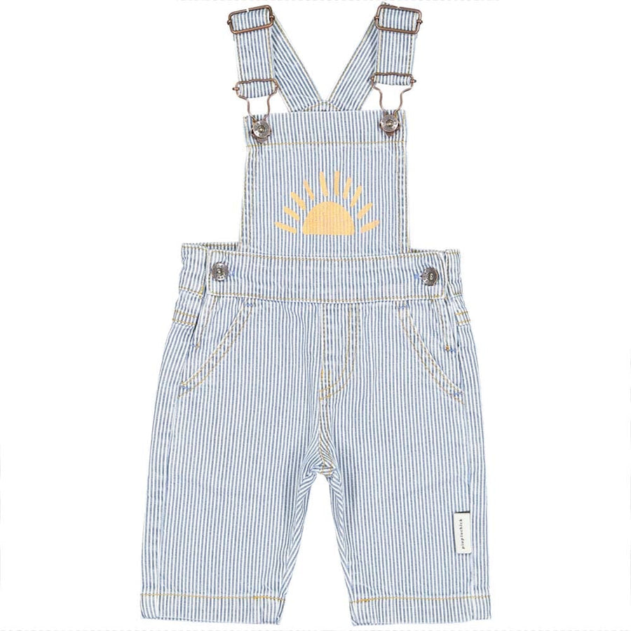 Baby Unisex Dungarees - Washed Little Strips Denim w/ Sun Print Dungarees Piupiuchick 