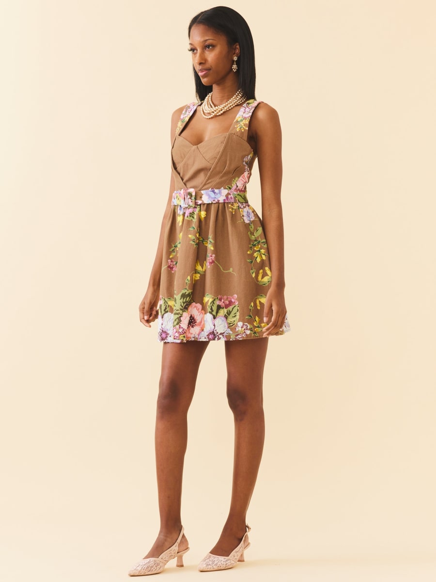 Georgie Dress - Caramel Victorian Floral