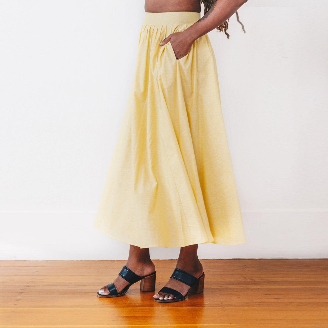 The Cotton/Silk Hazel Skirt - Chartreuse