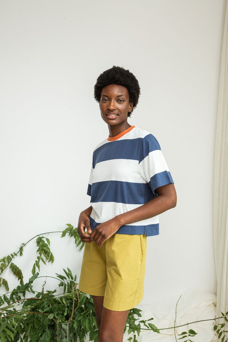 Bay-Sue Organic Cotton Top - Midnight and White Bold Stripe