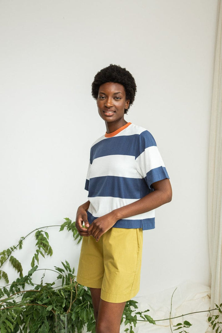 Bay-Sue Organic Cotton Top - Midnight and White Bold Stripe