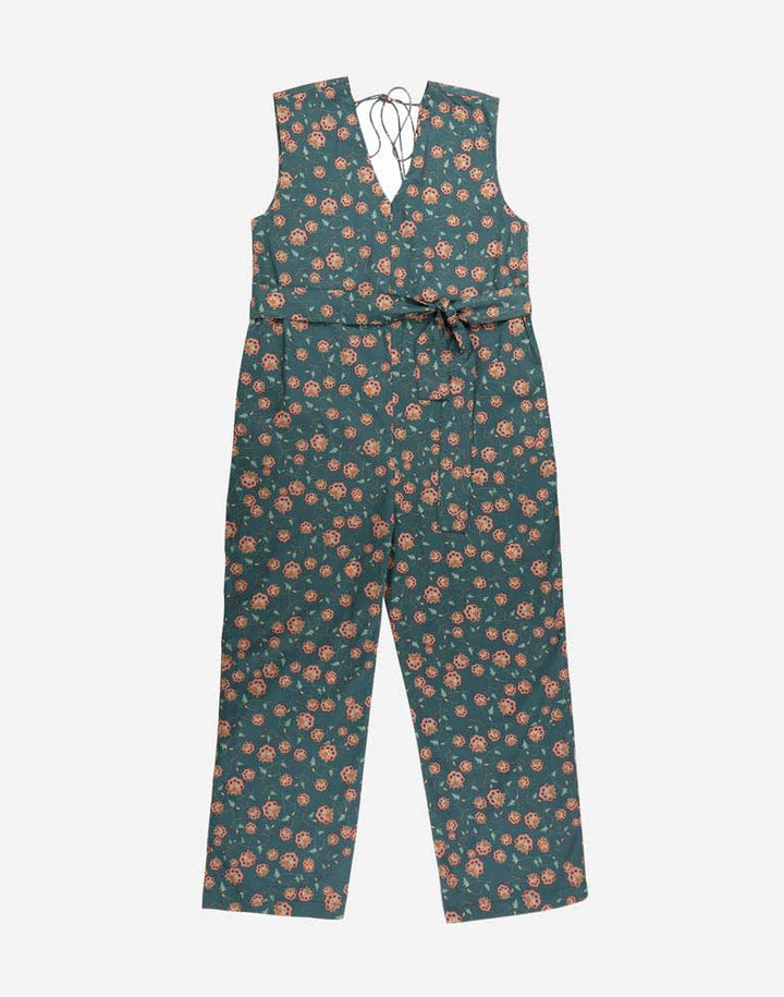 Sleeveless Belted Jumpsuit - Dark Green