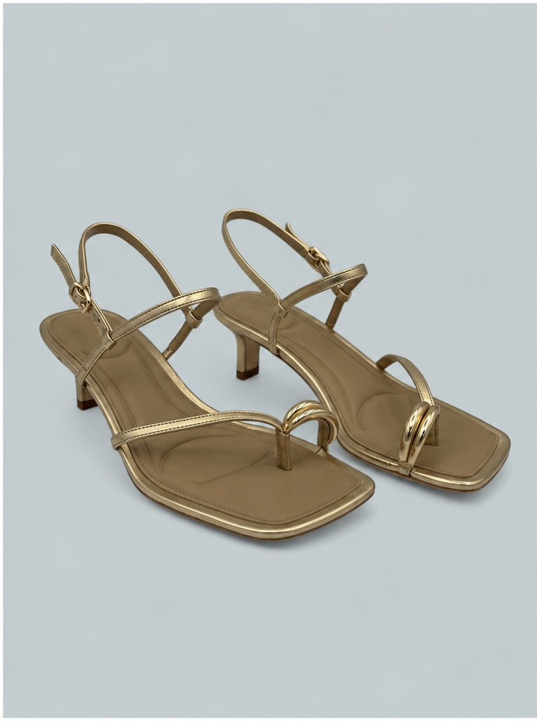 Polli Kitten Heel Sandals - Champagne