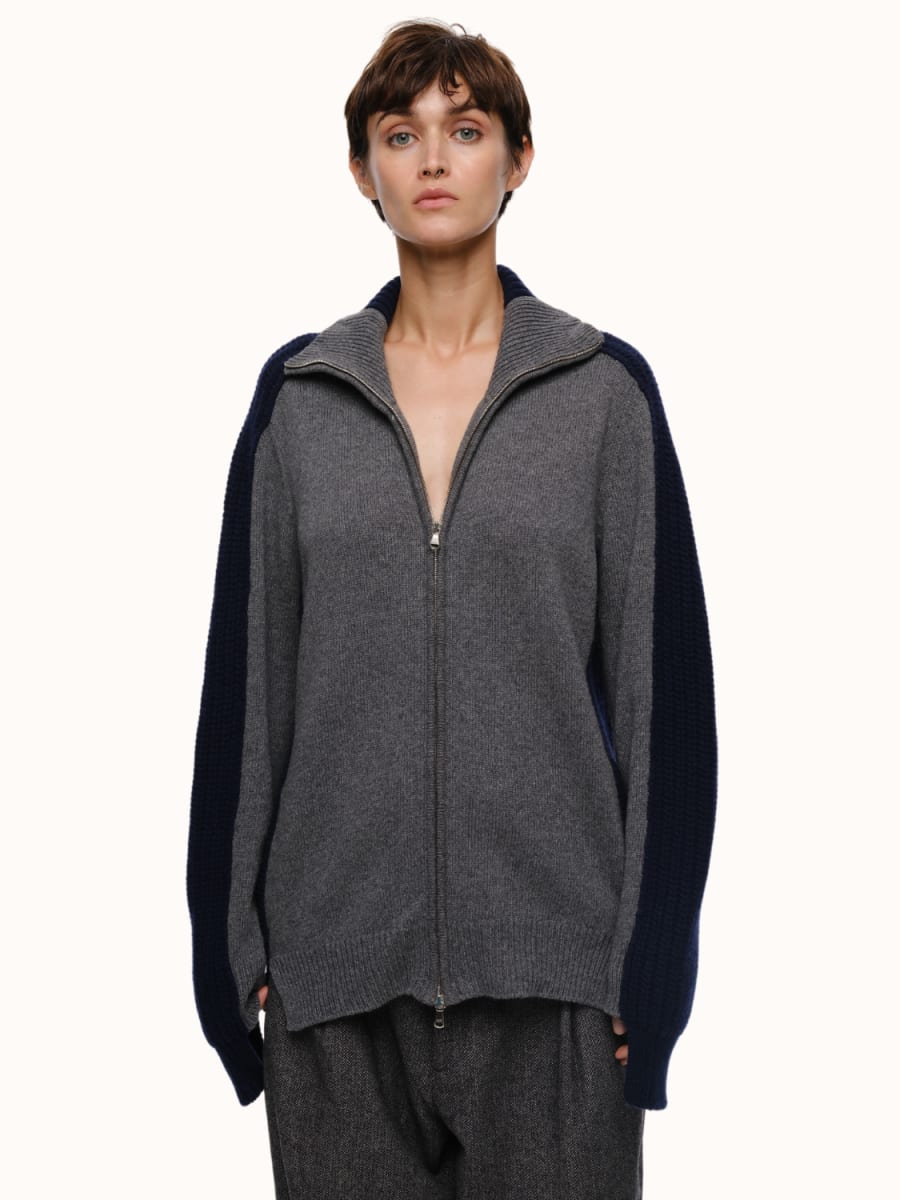 Dakota Zip Front Cardigan - Gray