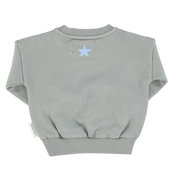 Baby Unisex Sweatshirt - Greenish Grey with Hello Print