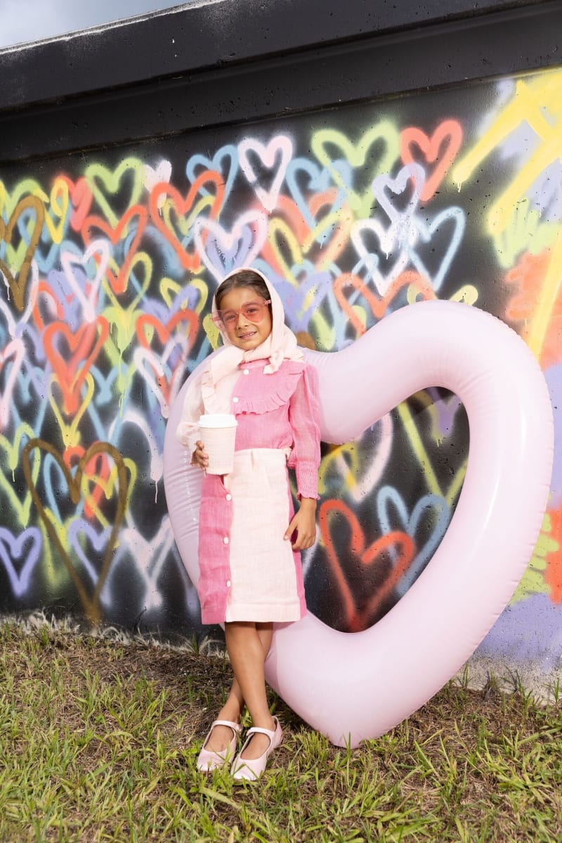 Squiggle Linen Skirt - Pink