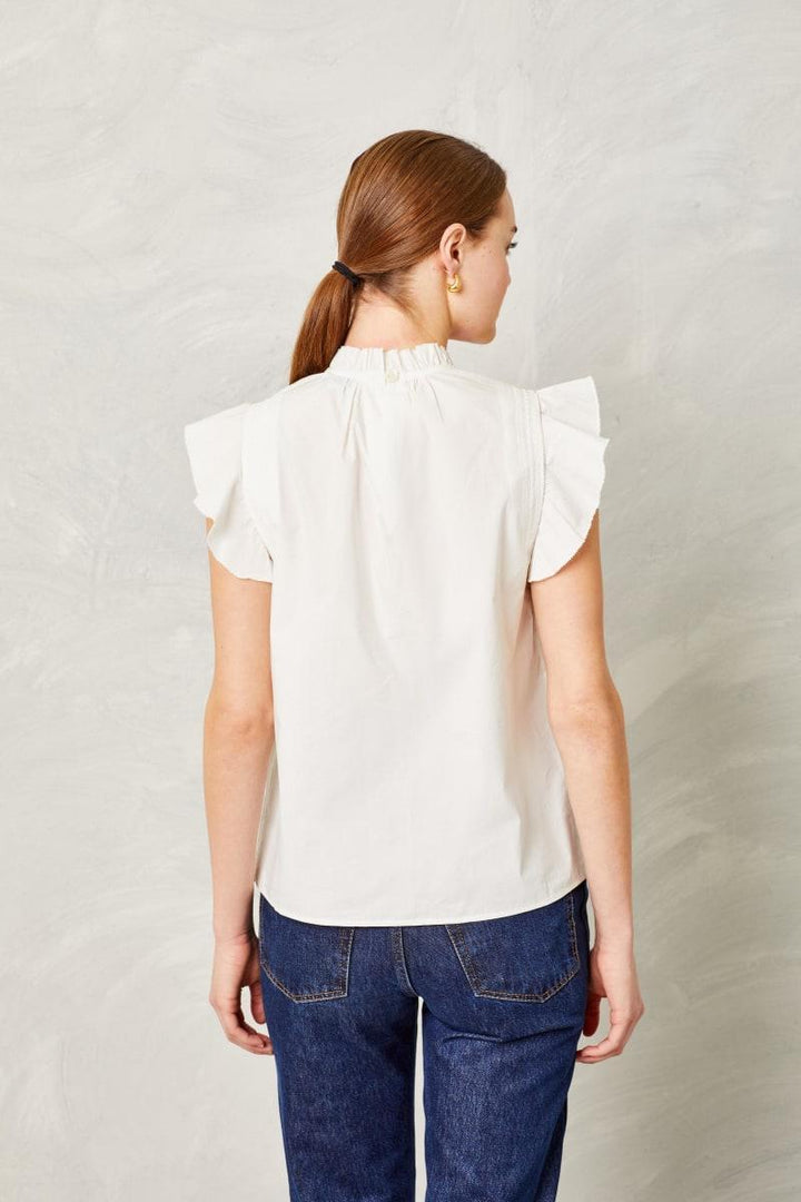 Mae Top - Cotton Poplin-Blanc de Blanc